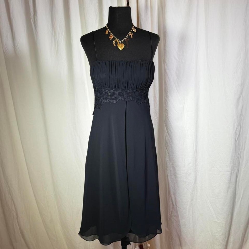 Liz Claiborne Black Chiffon Midi Dress โ Women's XS/Sโ